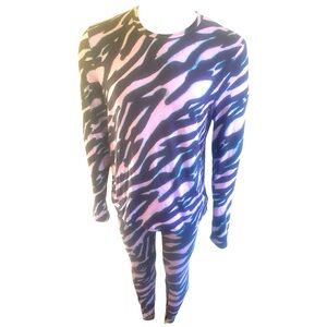 Black and Purple Tiger Striped Base Layer Ski Set